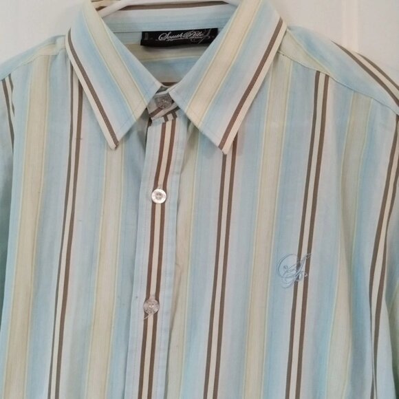 Vtg Southpole Shirt Mens Large Y2K 90s Light Blue Striped Oxford Casual Cotton - Picture 2 of 6